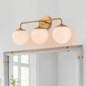 Alternative view of Globus Messing Glas Wandleuchte